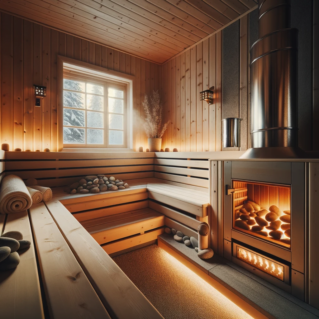 Saunas: personne méditant seule dans un sauna paisible, mettant en lumière les aspects introspectifs et personnels des rituels de sauna.